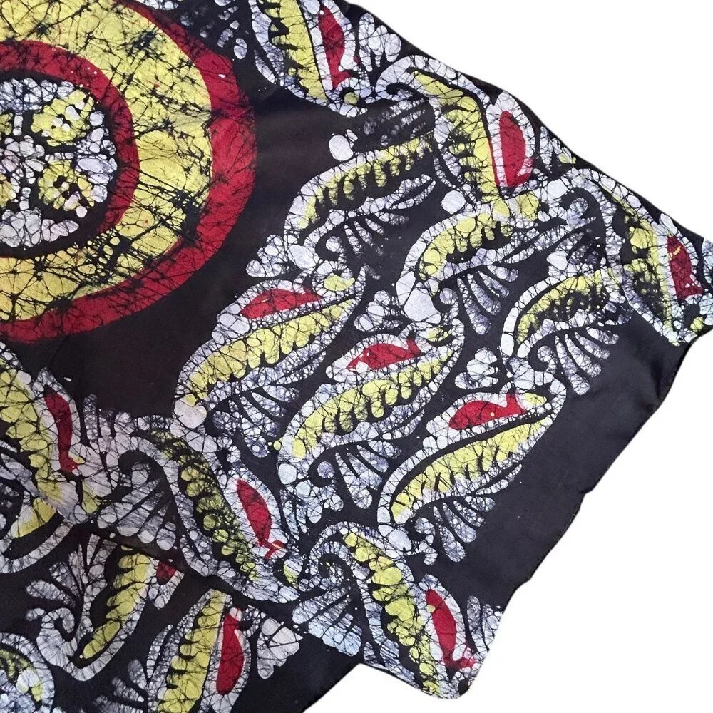 Vintage Colorful 100% Silk Batik Print Rectangular Scarf